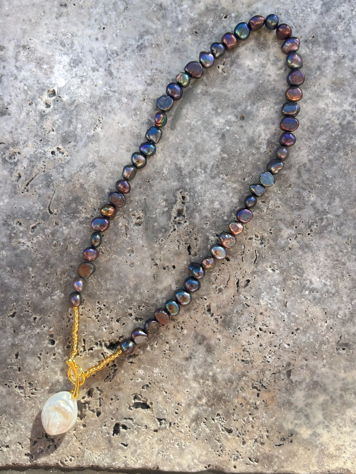 The Eclipse - Black Baroque Pearl Necklace